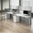 Office in an Hour 2 Person Cubicle Desk Set in Pure White - Engineered Wood