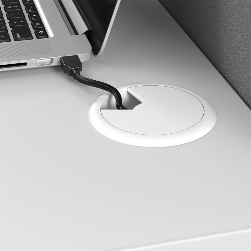 Office in an Hour 2 Person Cubicle Desk Set in Pure White - Engineered Wood