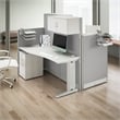 Office in an Hour 2 Person Cubicle Desk Set in Pure White - Engineered Wood