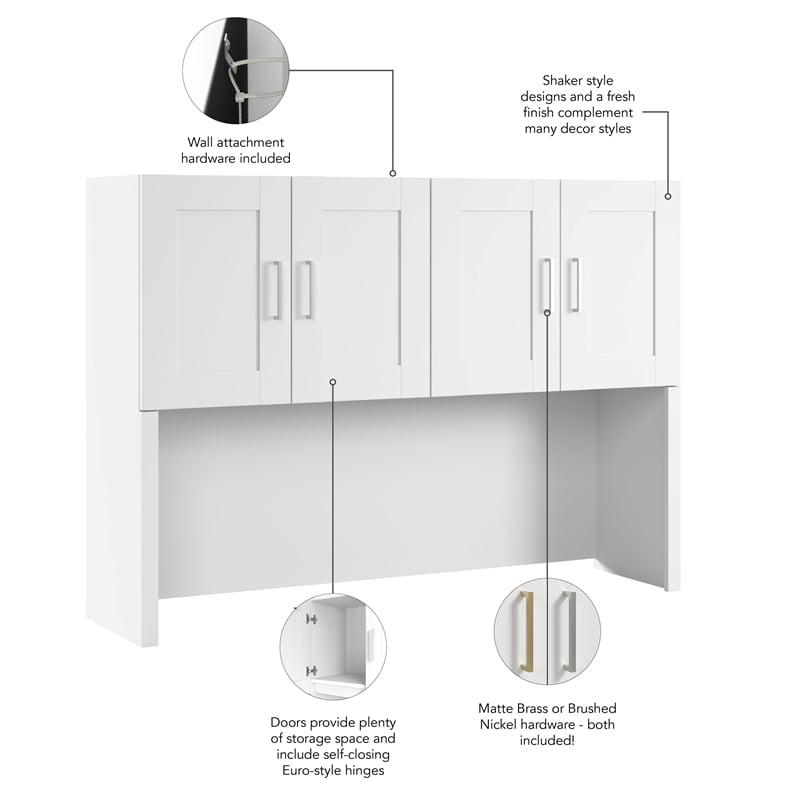 Hampton Heights 60W Hutch in White - Engineered Wood