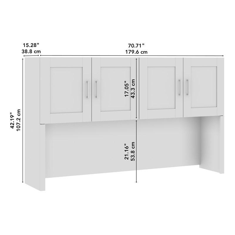 Hampton Heights 72W Hutch in White - Engineered Wood