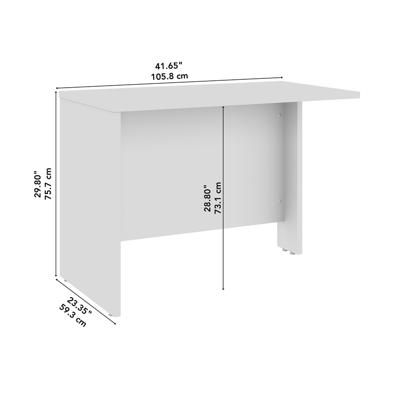 Hampton Heights 42W Desk Return in White - Engineered Wood