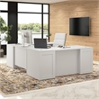 Hampton Heights 72W U Shaped Desk with Drawers in White - Engineered Wood