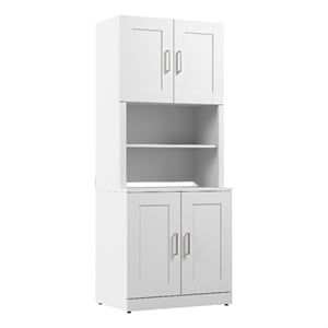 Hampton Heights Storage Cabinet with Doors and Hutch in White - Engineered Wood