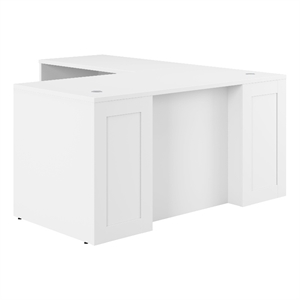 Hampton Heights 60W x 30D Executive L-Shaped Desk in White - Engineered Wood
