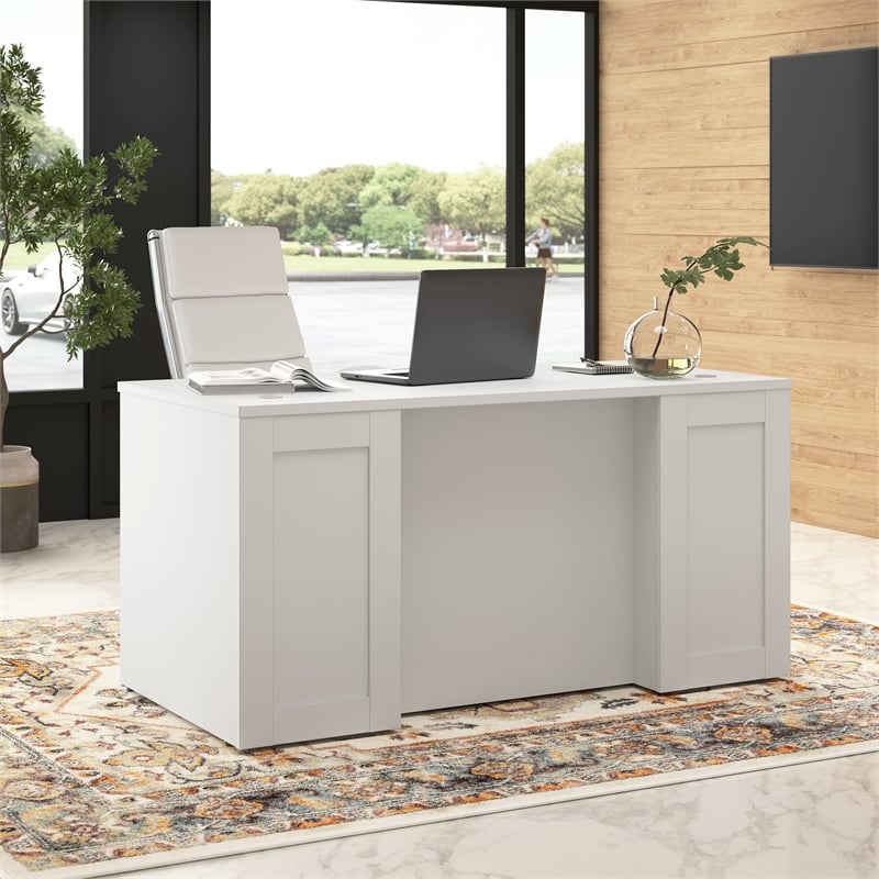 Hampton Heights 60W x 30D Executive Desk in White - Engineered Wood