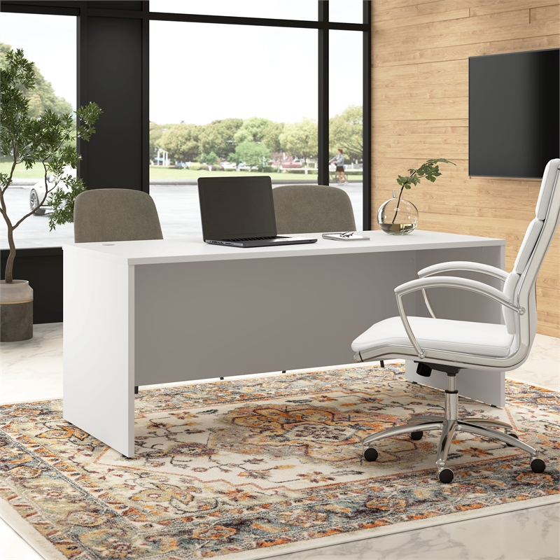 Hampton Heights 72W x 30D Office Desk in White - Engineered Wood