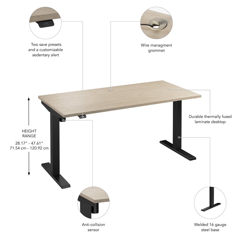 Move 40 Series 60W Adjustable Standing Desk in Natural Elm - Engineered Wood