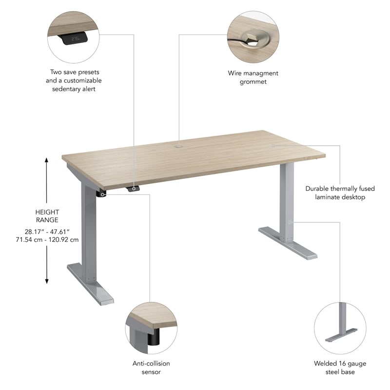 Move 40 Series 60W Adjustable Standing Desk in Natural Elm - Engineered Wood