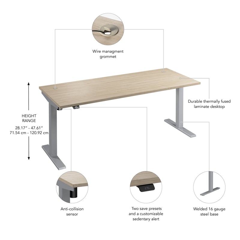 Move 40 Series 72W Adjustable Standing Desk in Natural Elm - Engineered Wood