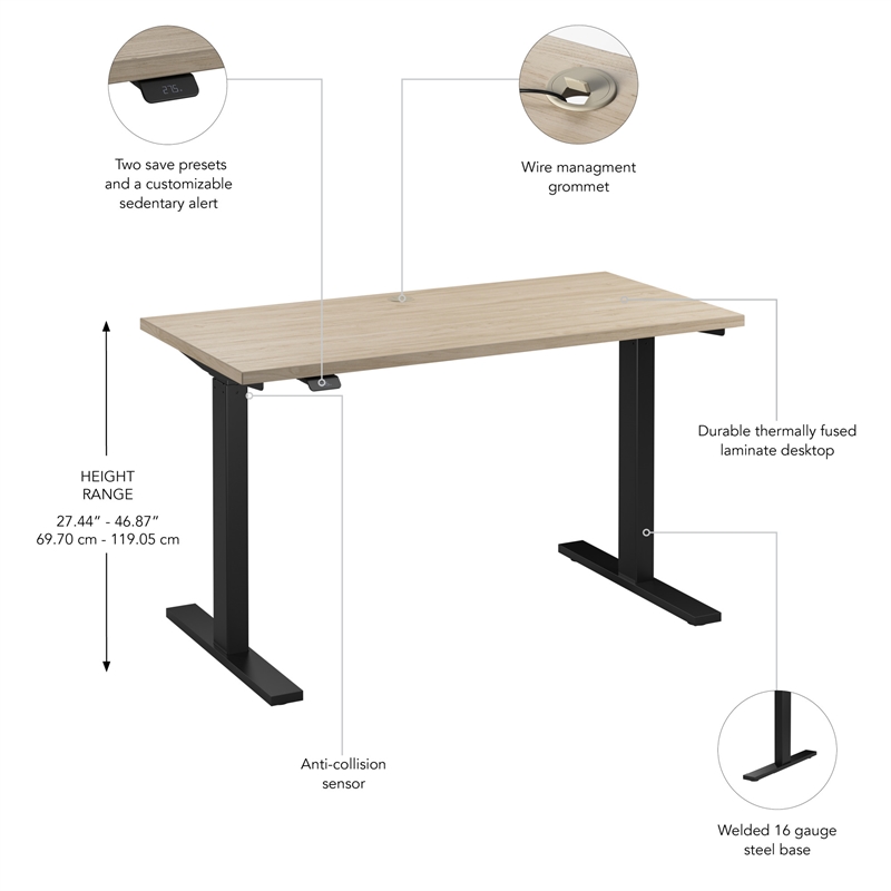 Move 60 Series 48W Adjustable Standing Desk in Natural Elm - Engineered Wood