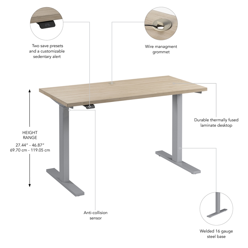 Move 60 Series 48W Adjustable Standing Desk in Natural Elm - Engineered Wood