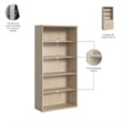 Studio C Tall 5 Shelf Bookcase in Natural Elm - Engineered Wood