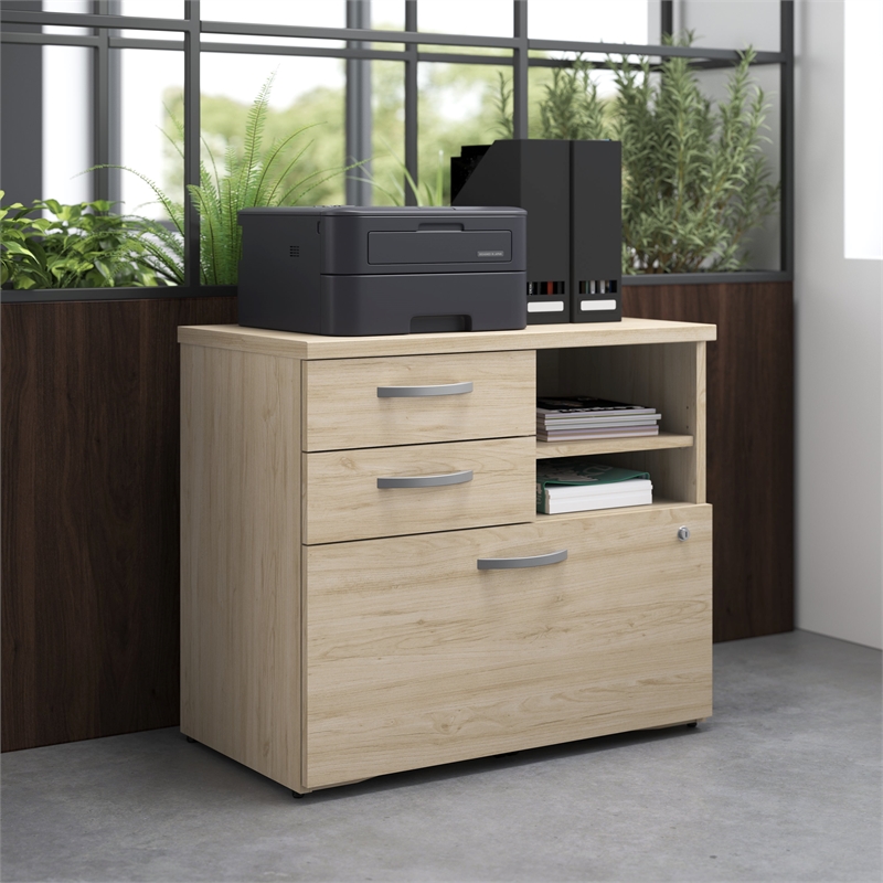 Studio C Office Storage Cabinet with Drawers in Natural Elm - Engineered Wood