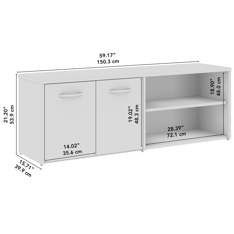 Studio C Low Storage Cabinet with Doors and Shelves