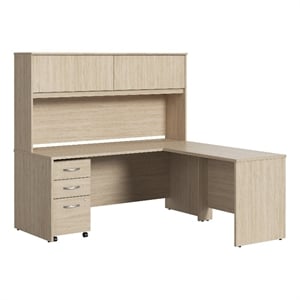 Studio C 72W L Shaped Desk with 42W Return and Hutch & Drawers in Engineered Wood