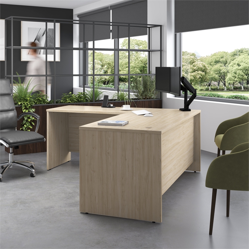 Studio C 72W x 30D L Shaped Desk in Natural Elm - Engineered Wood
