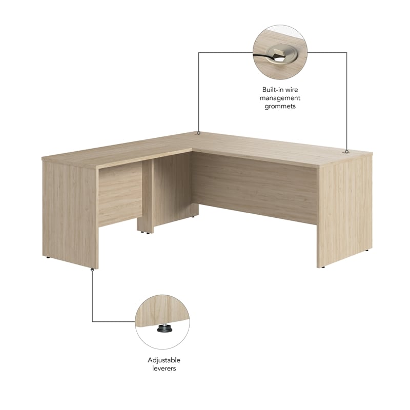 Studio C 72W x 30D L Shaped Desk in Natural Elm - Engineered Wood
