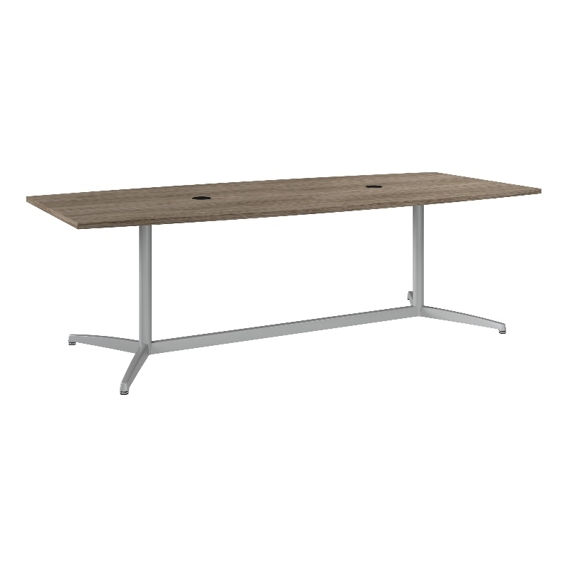 Bush Business Furniture 96W x 42D Boat Shaped Conference Table in Modern Hickory