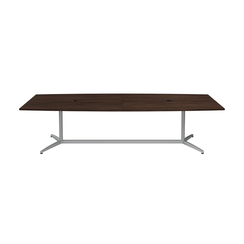 Bush Business Furniture 120W x 48D Boat Shaped Conference Table in Black Walnut