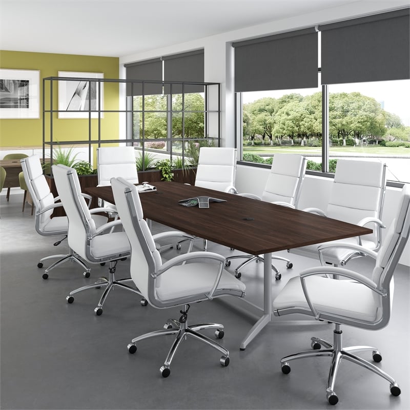 Bush Business Furniture 120W x 48D Boat Shaped Conference Table in Black Walnut