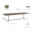 Bush Business Furniture 120W Boat Shaped Conference Table in Modern Hickory