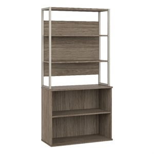 Hybrid Tall Etagere Bookcase in Modern Hickory - Engineered Wood