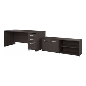 Studio C 72W Office Desk with Return and Drawers in Storm Gray - Engineered Wood