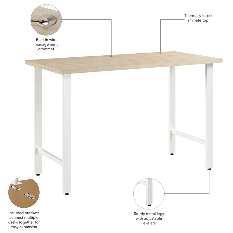 Hustle 48W x 24D Computer Desk with Metal Legs in Natural Elm - Engineered Wood