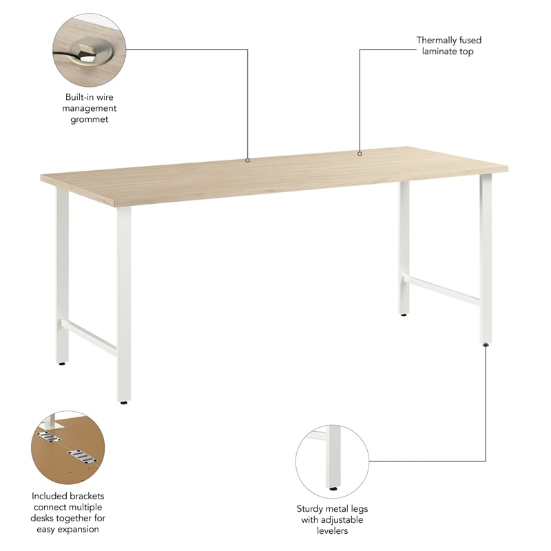 Hustle 72W x 30D Computer Desk with Metal Legs in Natural Elm - Engineered Wood