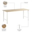 Hustle 72W x 30D Computer Desk with Metal Legs in Natural Elm - Engineered Wood