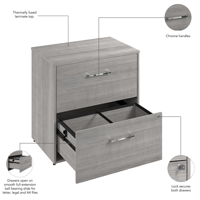 Hustle 2 Drawer Lateral File Cabinet in Platinum Gray - Engineered Wood