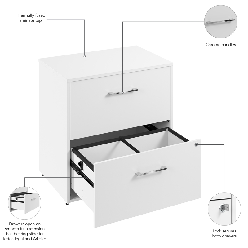 Hustle 2 Drawer Lateral File Cabinet in White - Engineered Wood