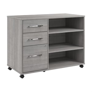 Hustle Office Storage Cabinet with Wheels in Platinum Gray - Engineered Wood