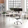 Hustle 72W L Shaped Computer Desk with Metal Legs in White - Engineered Wood