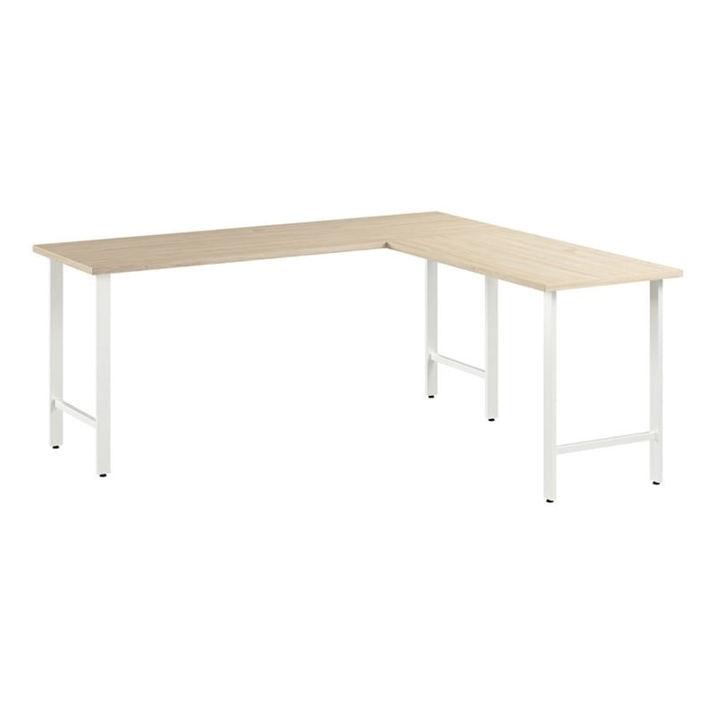 Hustle 72W x 24D L Shaped Computer Desk in Natural Elm - Engineered Wood