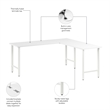 Hustle 72W L Shaped Computer Desk with Metal Legs in White - Engineered Wood
