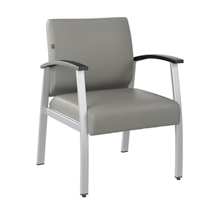 Bush Business Arrive Waiting Room Guest Chair with Arms in Light Gray Vinyl