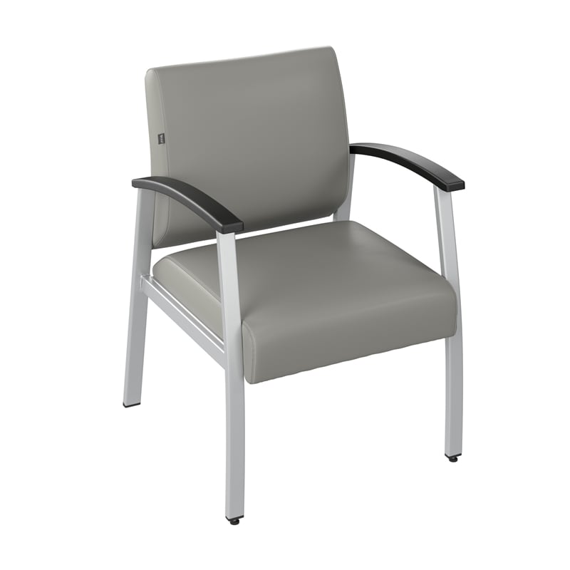 Bush Business Arrive Waiting Room Guest Chair with Arms in Light Gray Vinyl