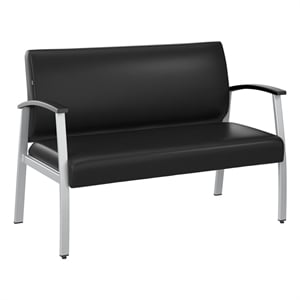 Bush Business Furniture Arrive Waiting Room Loveseat with Arms in Black Vinyl
