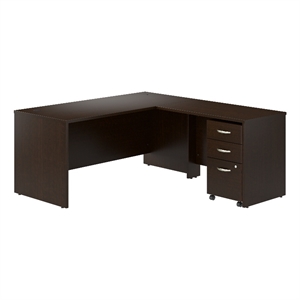 Series C 66W L Shaped Desk with Mobile File Cabinet in Mocha Cherry