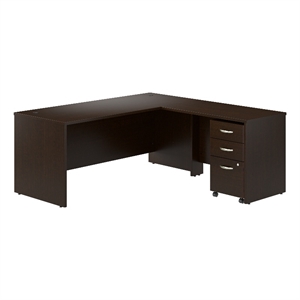 Series C 72W L Shaped Desk with Mobile File Cabinet in Mocha Cherry