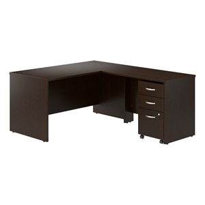 Series C 60W L Shaped Desk with Mobile File Cabinet in Mocha Cherry