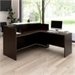 Arrive 72W x 72D L Reception Desk with Counter in Mocha Cherry - Engineered Wood