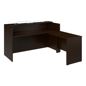 Arrive 72W x 72D L Reception Desk with Counter in Mocha Cherry - Engineered Wood