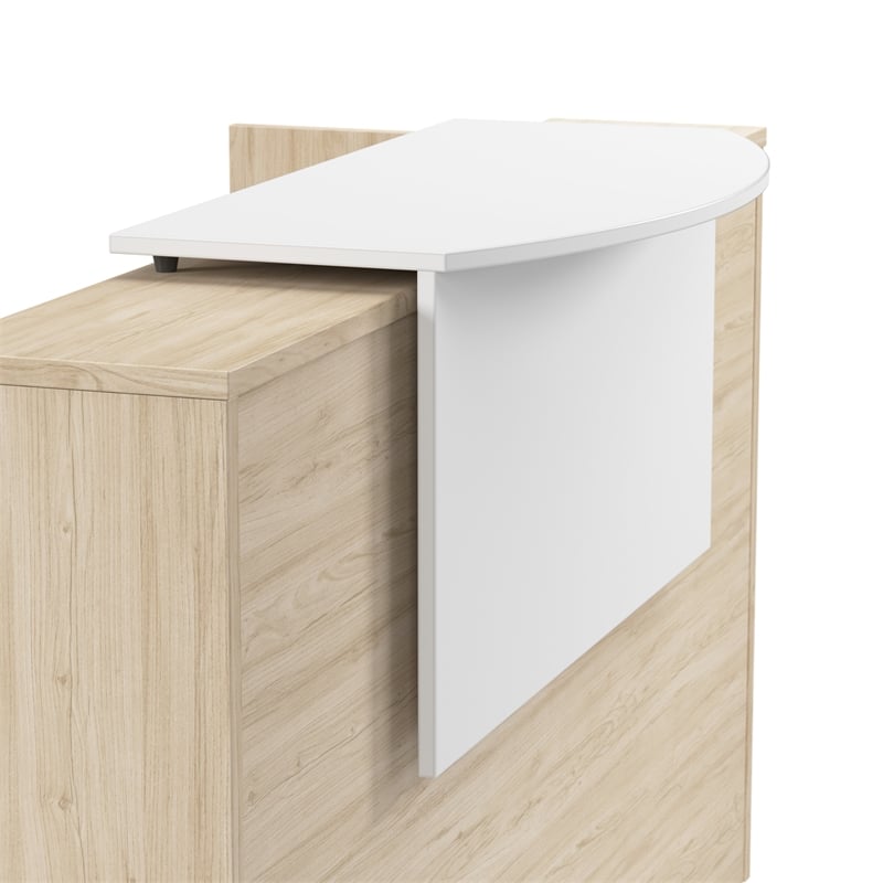 Arrive 72W x 72D L Shaped Reception Desk in Natural Elm - Engineered Wood
