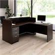 Arrive 72W x 72D L Reception Desk with Drawers in Mocha Cherry - Engineered Wood