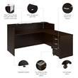 Arrive 72W x 72D L Reception Desk with Drawers in Mocha Cherry - Engineered Wood