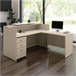 Arrive 72W x 72D L Reception Desk with Drawers in Natural Elm - Engineered Wood