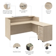 Arrive 72W x 72D L Reception Desk with Drawers in Natural Elm - Engineered Wood